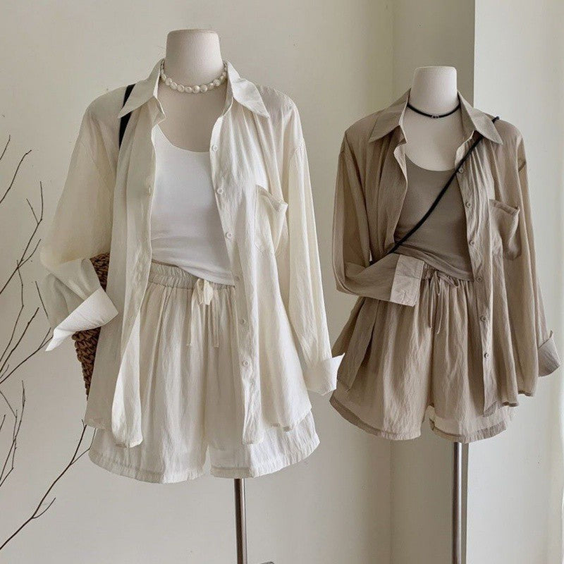 Women's Casual - Short, Vest, And Shorts -Three-piece Suit