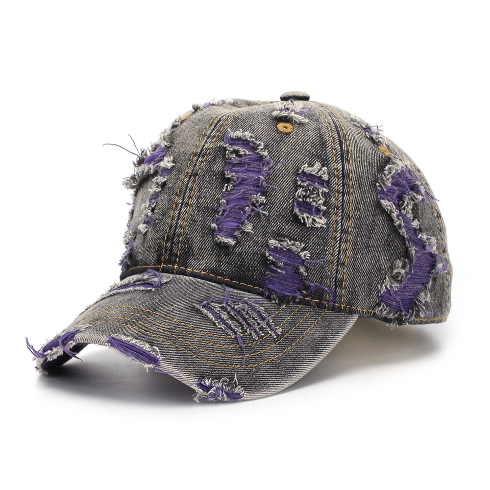 Ripped-line Letter Sun Hat Casual And Versatile