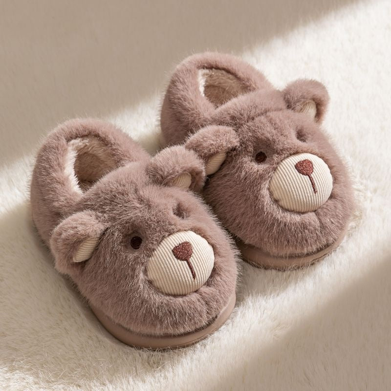 Plush Slippers - Home Cotton Slippers Heel-wrapping Shoes Boys And Girls Warm Shoes
