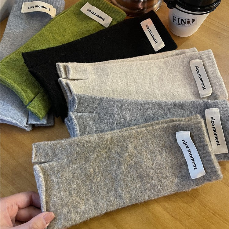 Winter Warm Faux Cashmere Knitted Fingerless Mittens