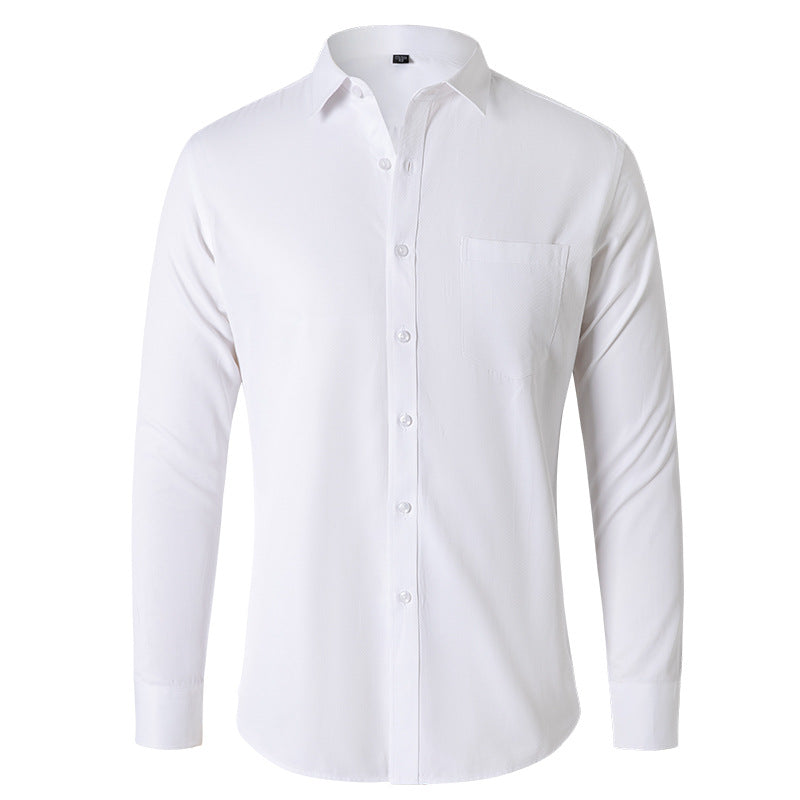 Solid Color Long Sleeve Men's Shirt - Black Casual New Fashion