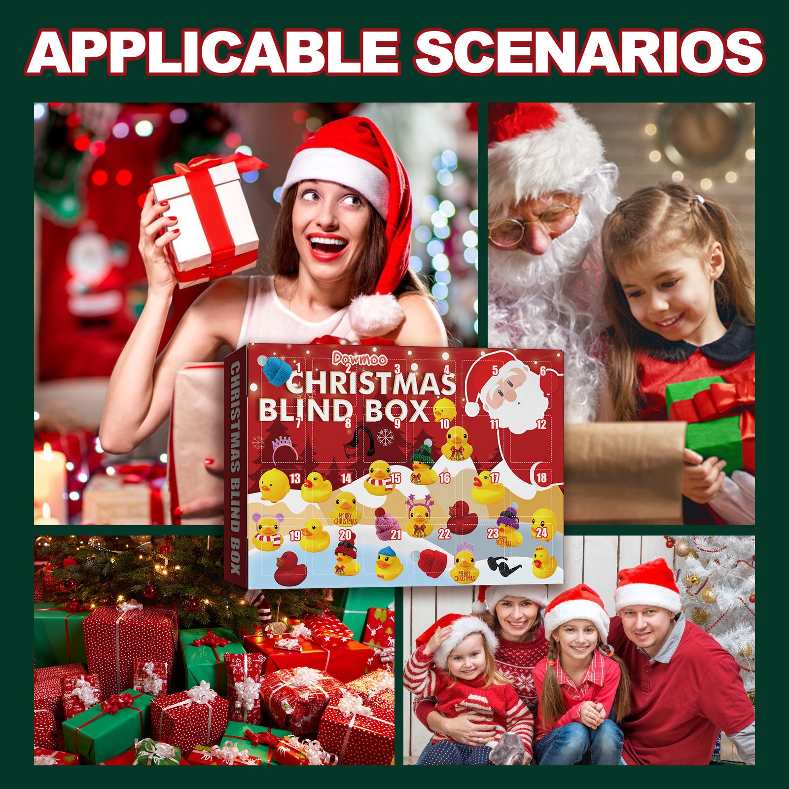 24 Days Countdown Christmas Advent Calendar Set Funny Ducks -Bath Toy For Kids Animals Advent Calendar Christmas Xmas Gifts