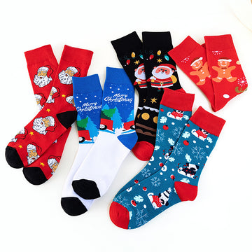 Men's Santa Snowman Cartoon Cotton Socks