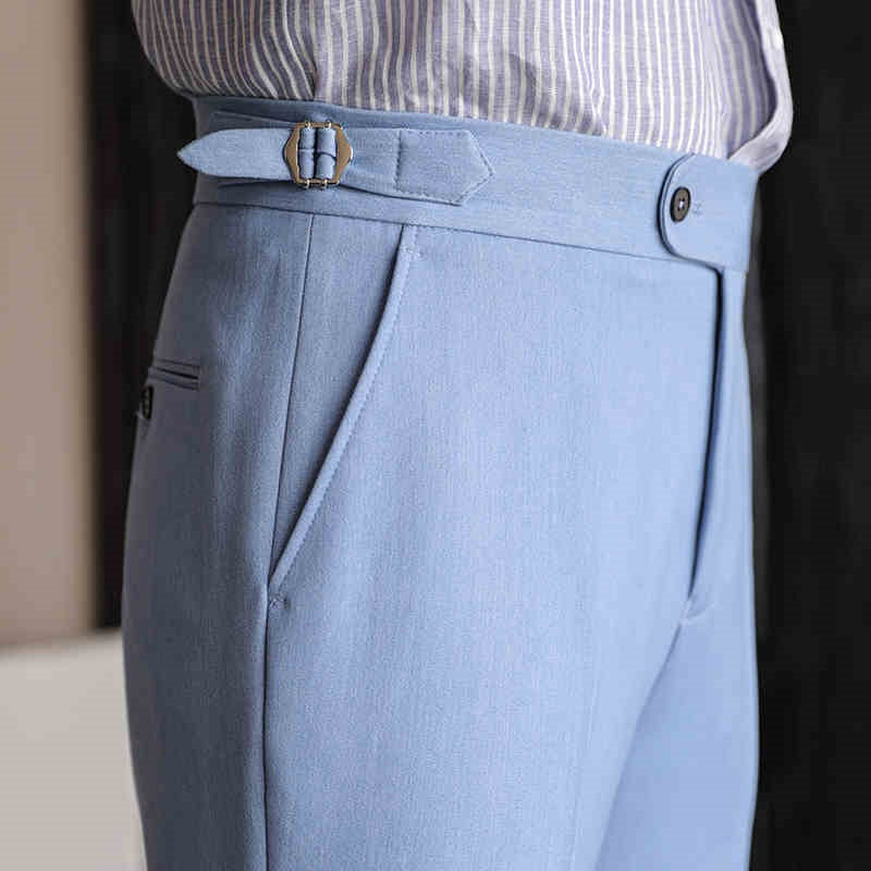 Casual High-waisted Men's Non-ironing Elastic Hanging Pants Naples Solid Color Dress Pants