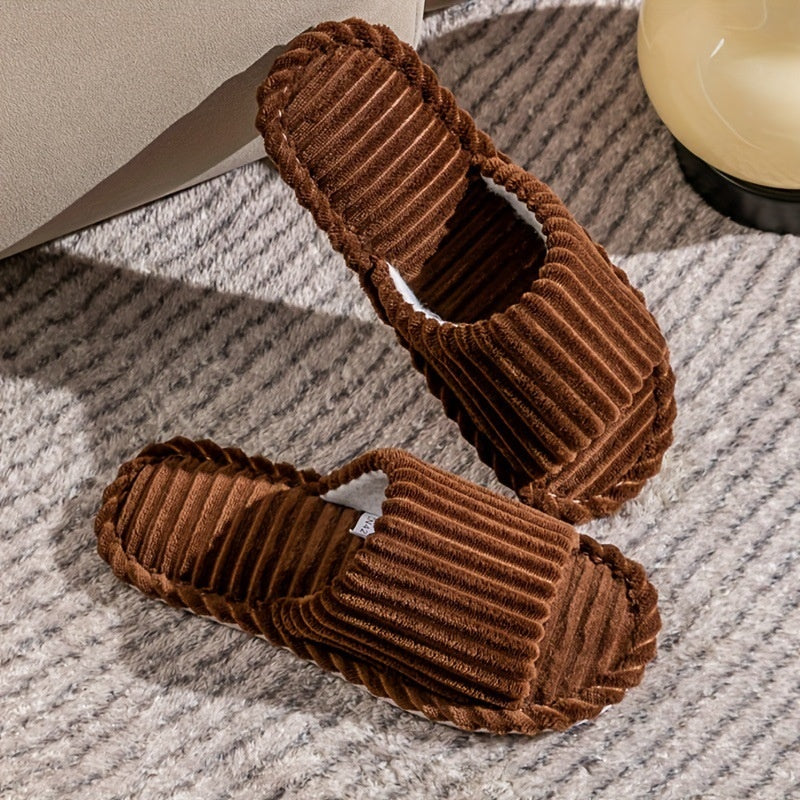 Men's Corduroy Striped - Open Universal Indoor Corduroy Slippers
