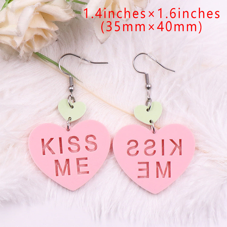 Fashion Love Letter Valentine's Day Gift Cute Acrylic Earrings Jewelry