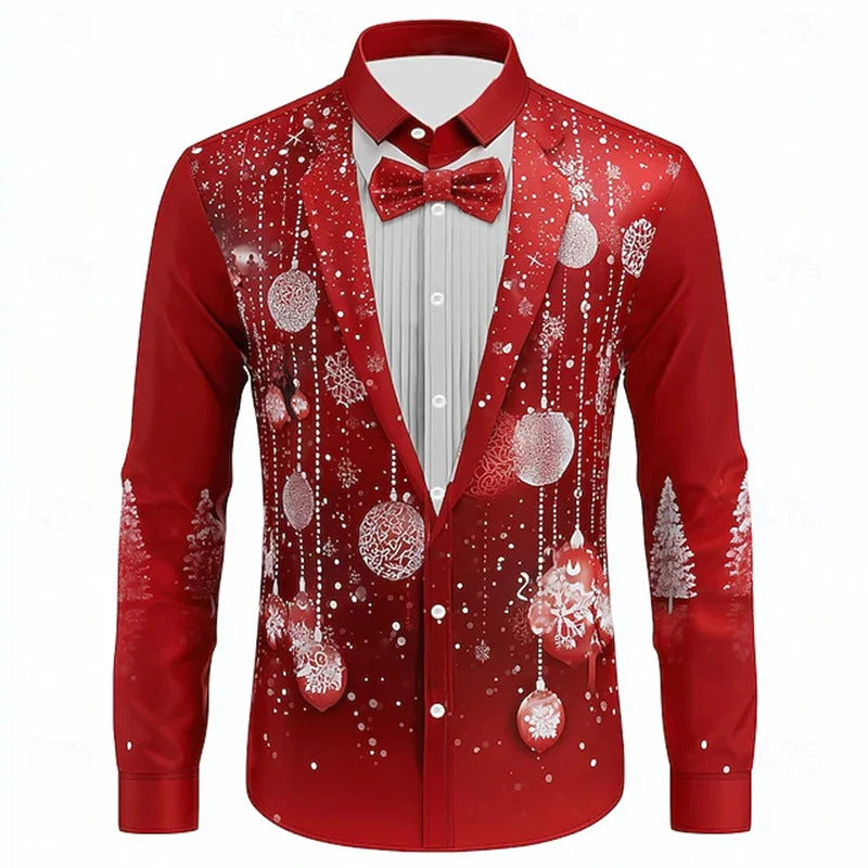 Christmas Men's Snowflake Tie 3D Print Shirt