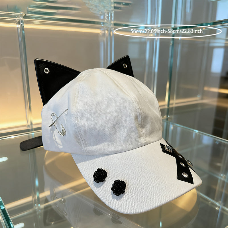 Y2K American Retro Cat Ears Flat Brim