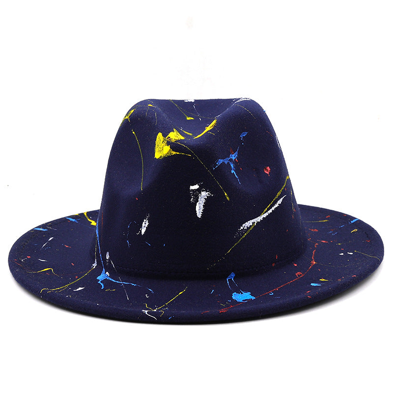 New Unisex Artists Fedora With Colorful Graffiti Paint