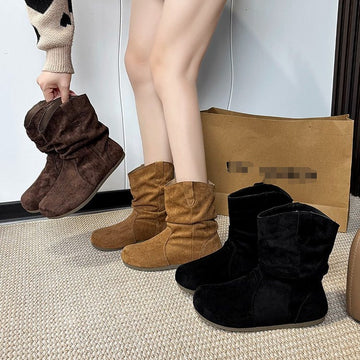 Retro Versatile Round-toe Slim Martin Boots For Women
