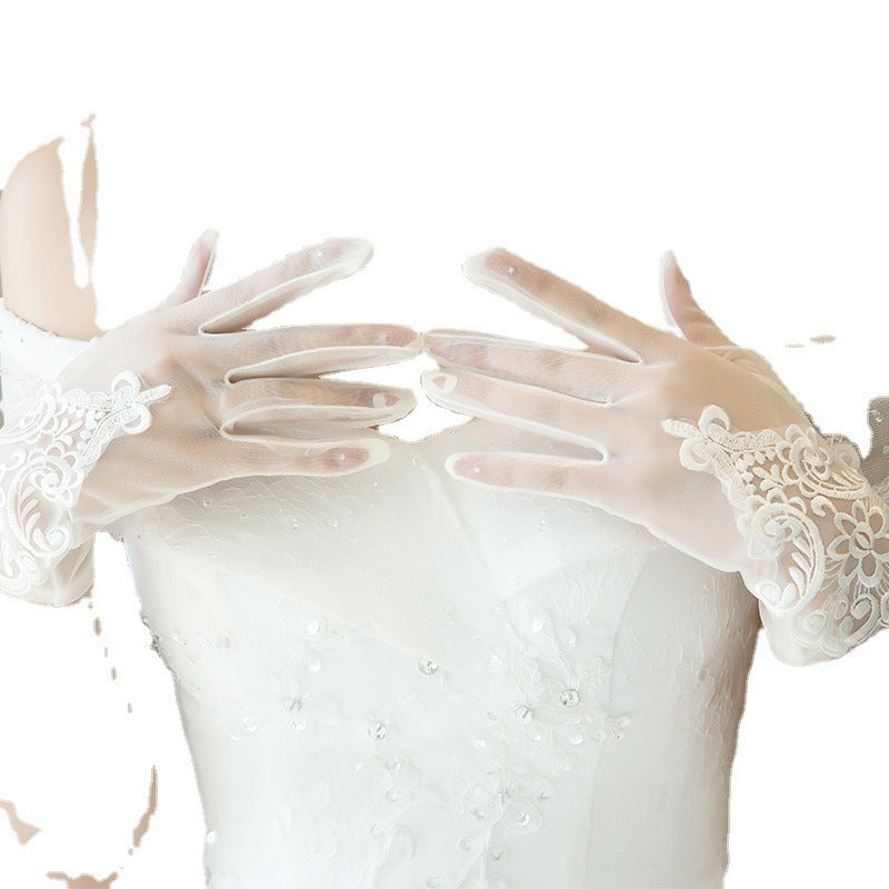 New Bride's Wedding Gloves Sunscreen Lace Hollowed Out