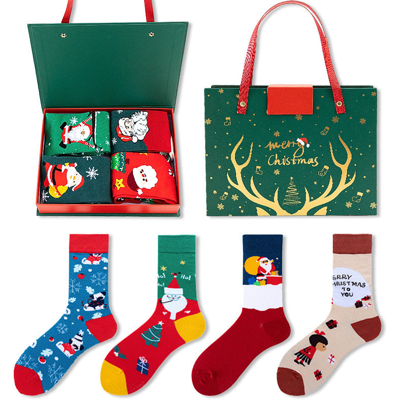 Men's Santa Snowman Cartoon Cotton Socks
