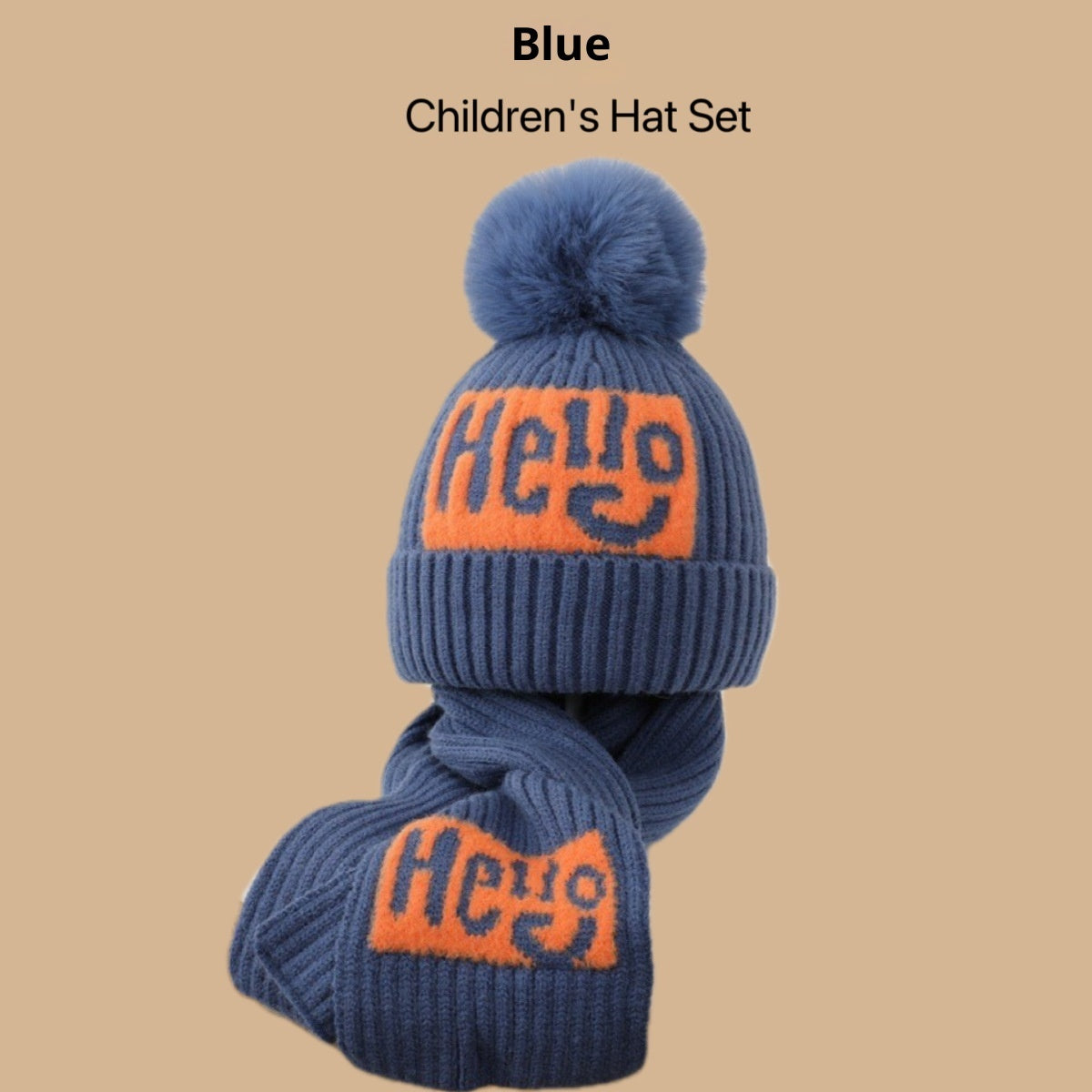 Children's Hat Set Scarf Two-piece Boys' Knitted Fleece-lined