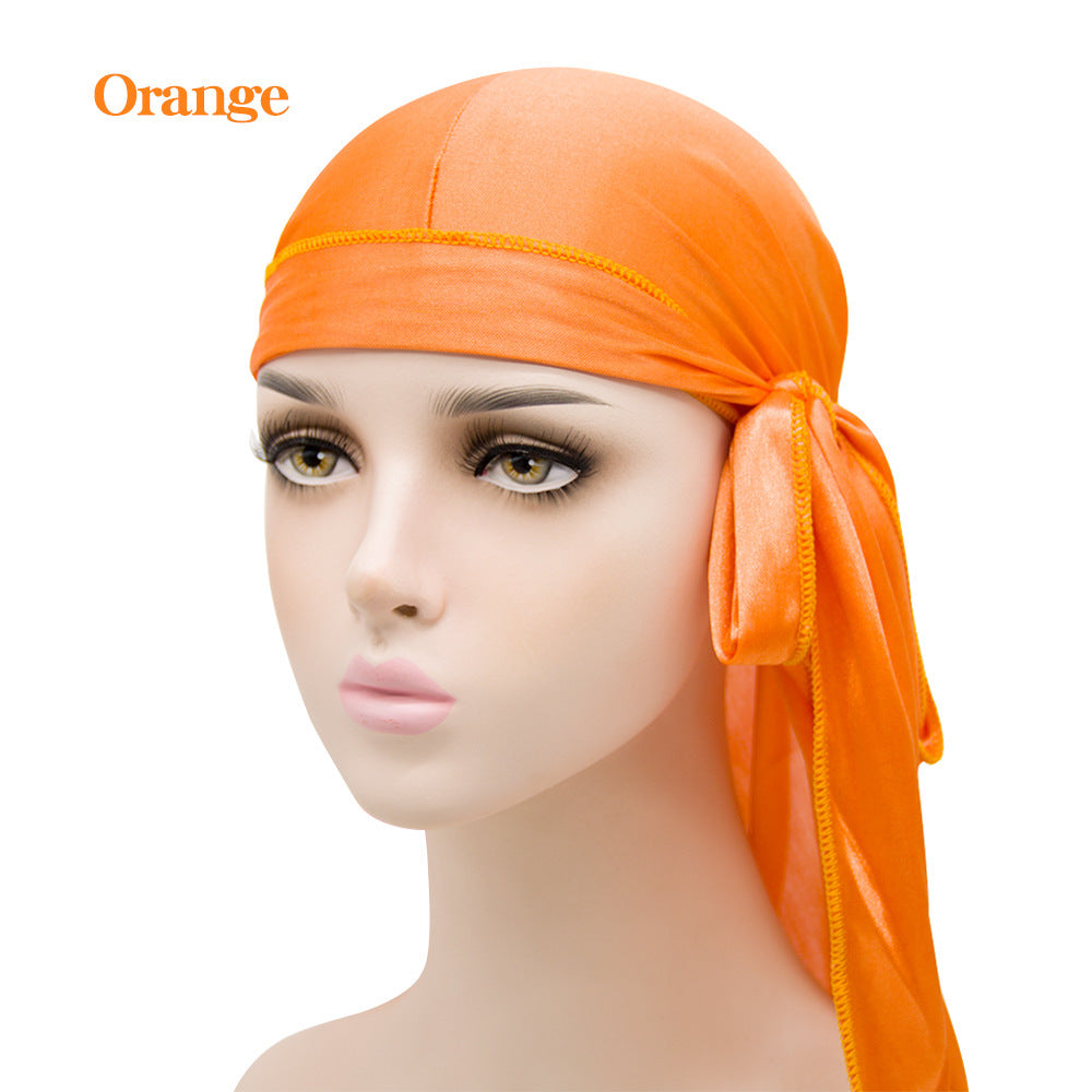Unisex Satin Long Tail Headwrap  Stretchy Pirate Hat And Hip Hop Turban For Men And Women, Elastic Bandana Cap For Costume And Fashion