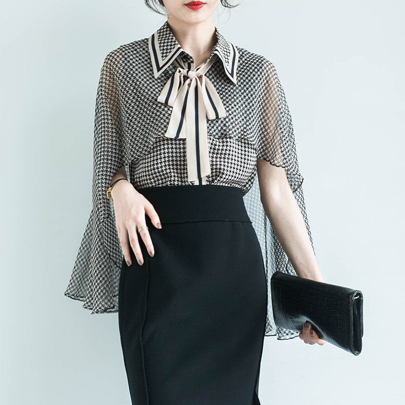 New Style - Cloak Shawl  - Loose Blouse Square Neck Short-sleeved Shirt