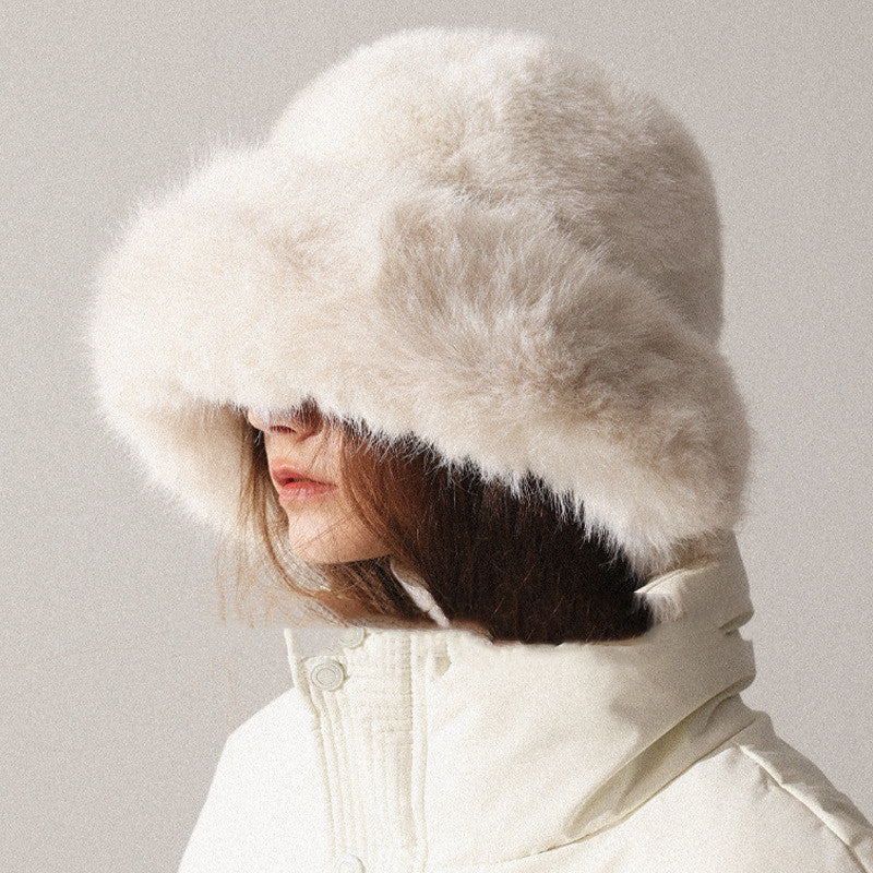Womens Oversized Furry Fisherman Hat For Fall And Winter In Mongolian Style