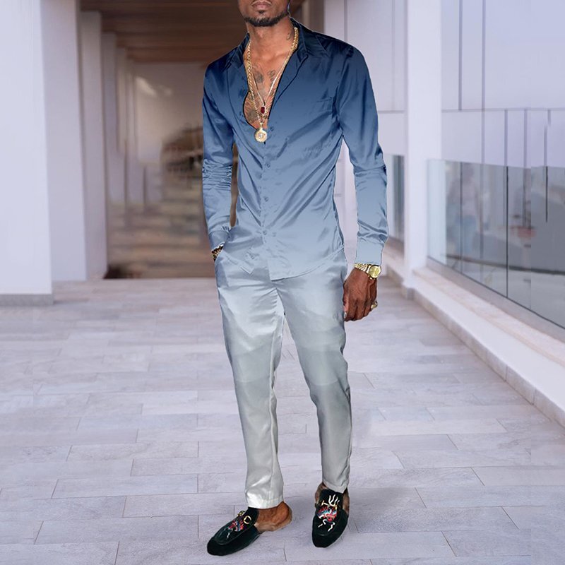 Hip Hop Hong Kong Style Fashion - 3D Printing Casual Long Sleeve Shirt Suit