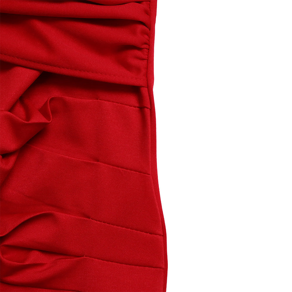 New Solid  - Color  - OL Temperament Commuter Pleated Straps Dresses