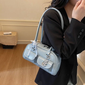 Bow-tie Ribbon Bowling Bag A Stylish High-capacity Shoulder And Tote Bag